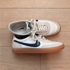 Nike Court Vintage Sneakers — Women’s 10.5— Cream/Beige with Navy Swoosh